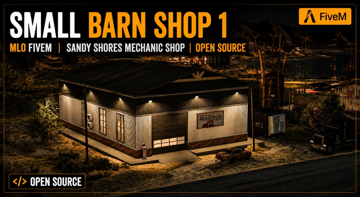 Small Barn Shop 1 MLO FiveM | Sandy Shores Mechanic Shop | Open Source